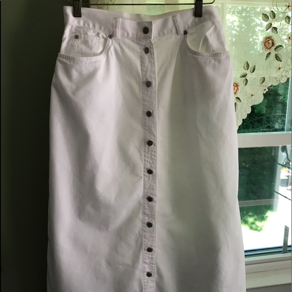 Talbots size 10P long white button down skirt